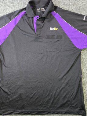 FedEx Stan Herman Uniform Polo Shirt Mens XL Black Purple FD5273 Employee Work